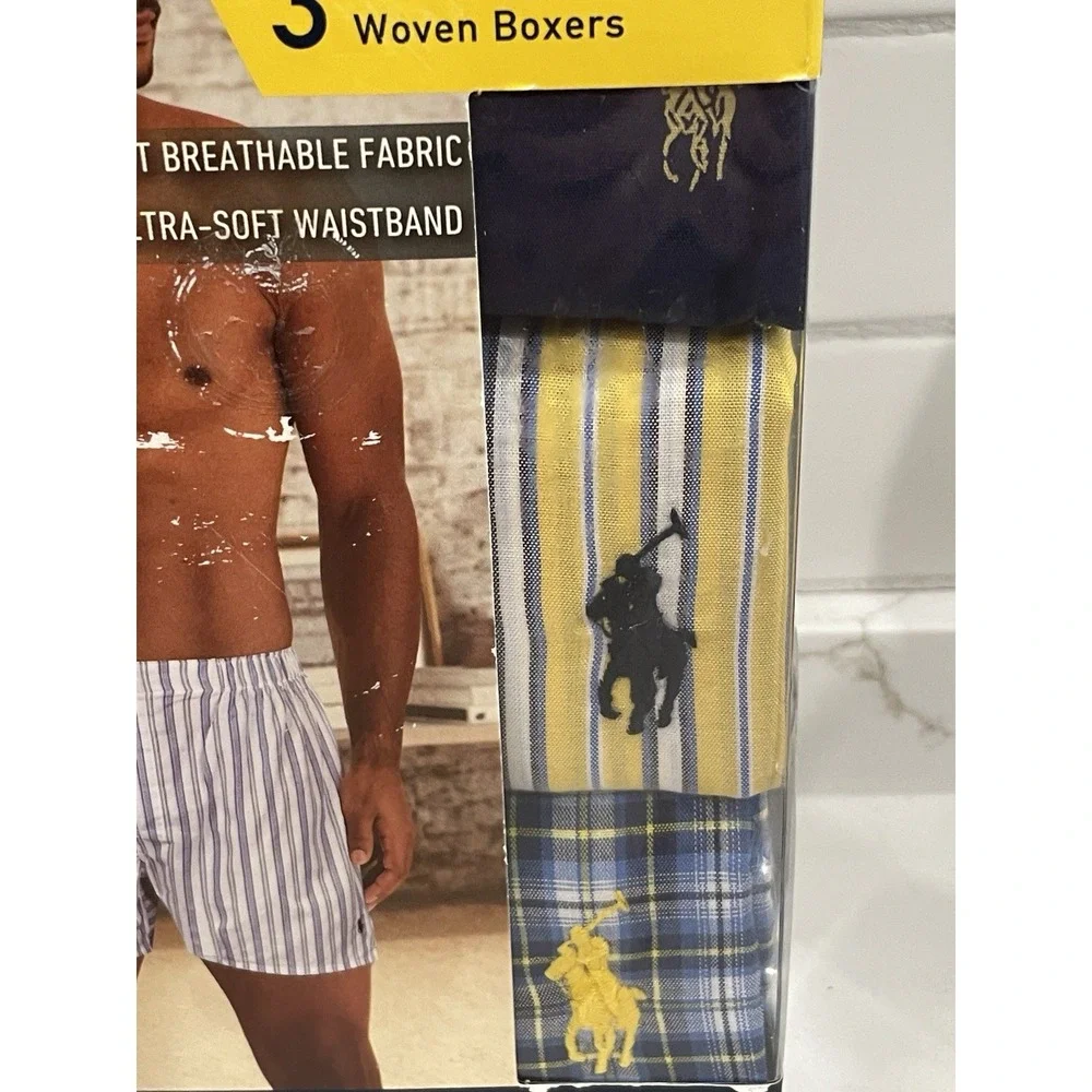 Polo Ralph Lauren Boxers Men XL‎ Classic Fit Cotton 3 Pack Plaid Stripe New